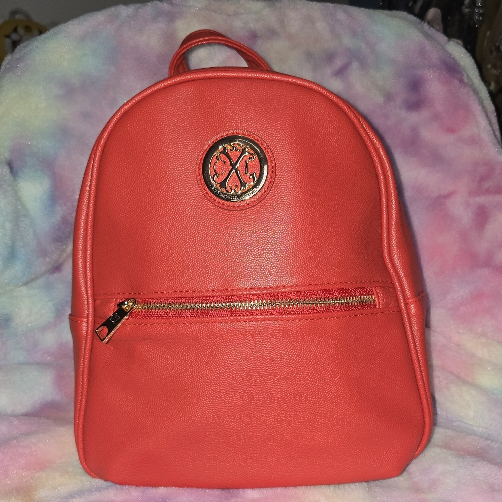 Christian Lacroix Vibrant Red Mini Backpack with Gold Details